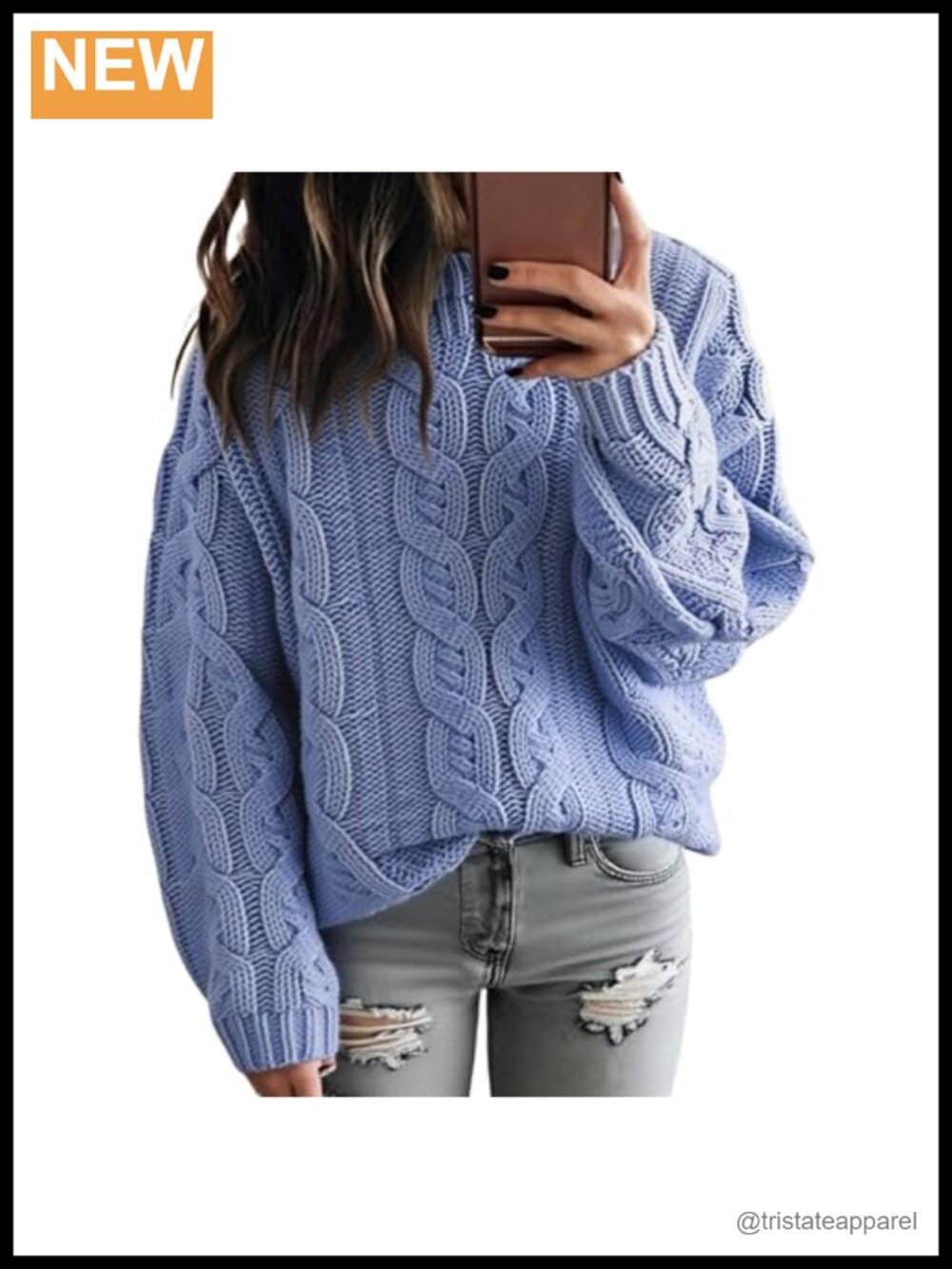 Women's Cable Knit Pullover Sweater Crewneck Long Sleeve Chunky Top